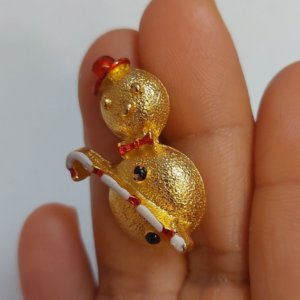 Vintage Gerry's Small Snowman Christmas Brooch Pin - Picture 3 of 4